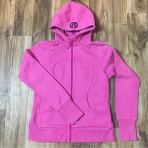 Lululemon Pink Sparkle Full Zip Fleece Jacket Scuba Hood 10